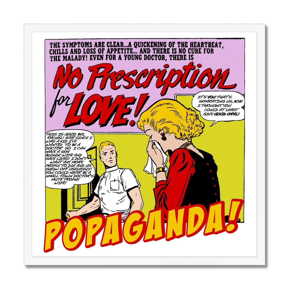 Popaganda Pop Art Vintage Comics 14 Framed Print Pimamour Exclusive Sarcastic & Ironic Lichtenstein-Like Design Pimamour