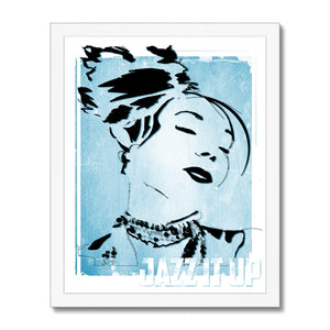 01 Blue Jazz It Up Framed Print Pimamour Exclusive Lady Jazz Singer Music Poster Art Pimamour