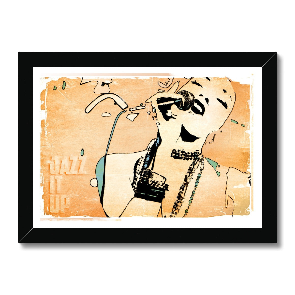 02 Orange Jazz It Up Framed Print Pimamour Exclusive Lady Jazz Singer Music Poster Art Pimamour