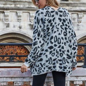 Leopard Longline Cardigan with Pockets Pimamour