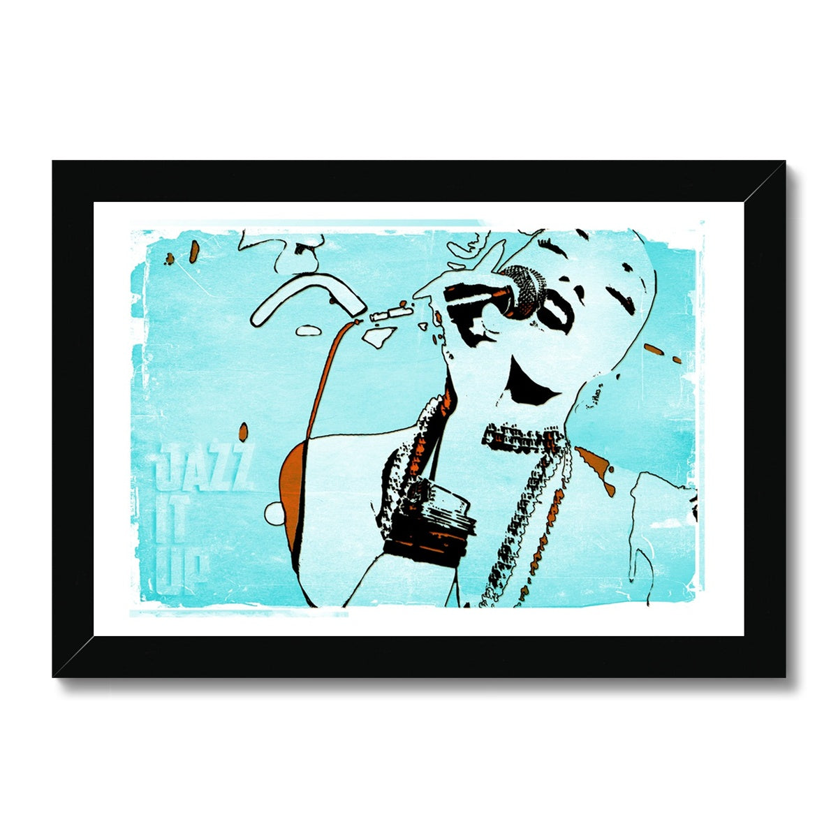 02 Blue Jazz It Up Framed Print Pimamour Exclusive Lady Jazz Singer Music Poster Art Pimamour