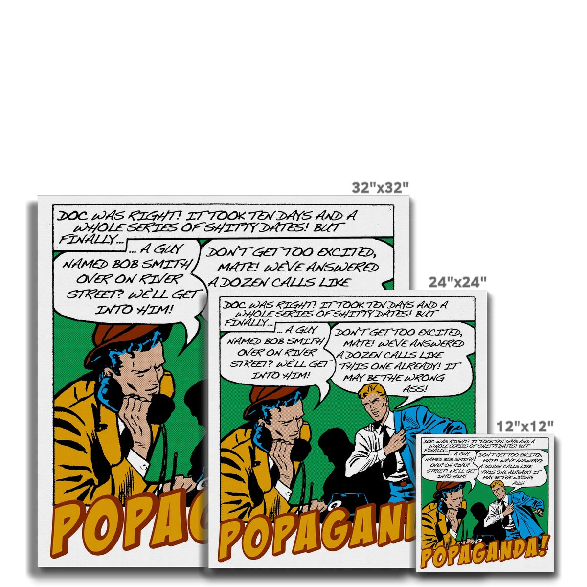 Popaganda Pop Art Vintage Comics 17 Canvas Pimamour Exclusive Sarcastic & Ironic Lichtenstein-Like Design Pimamour