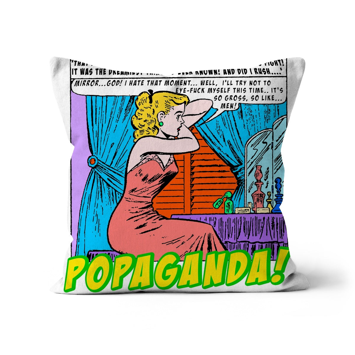 Popaganda Pop Art Vintage Comics 28 Cushion Pimamour Exclusive Sarcastic & Ironic Lichtenstein-Like Design Pimamour