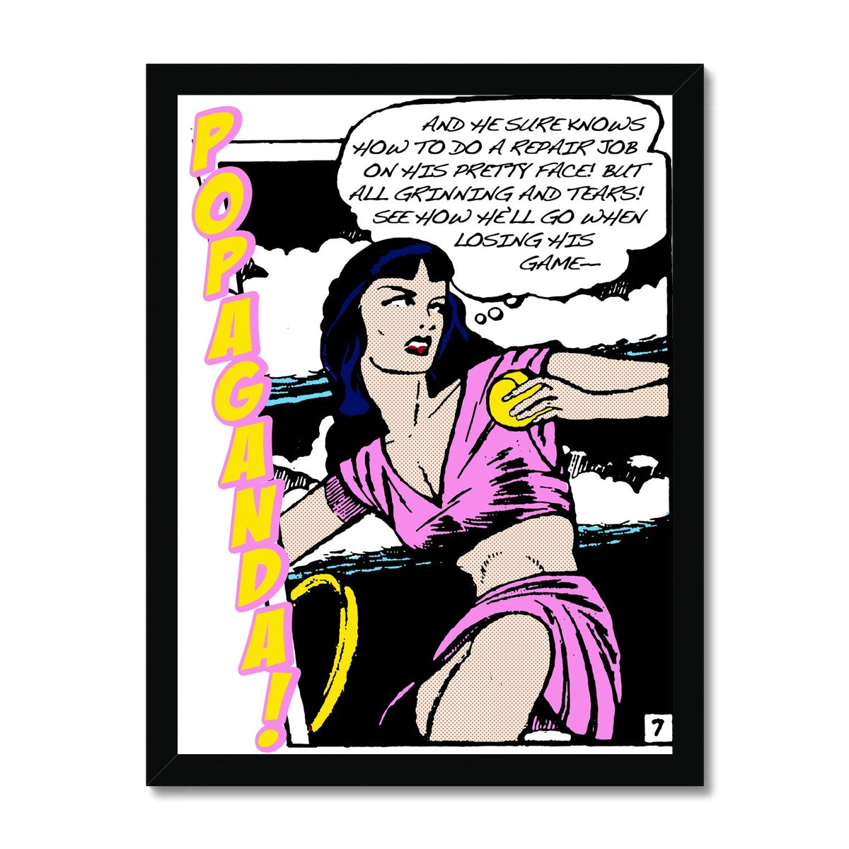 Popaganda Pop Art Vintage Comics 08 Framed Print Pimamour Exclusive Sarcastic & Ironic Lichtenstein-Like Design Pimamour