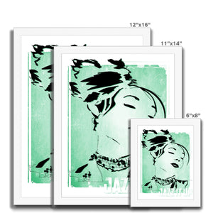 01 Green Jazz It Up Framed Print Pimamour Exclusive Lady Jazz Singer Music Poster Art Pimamour