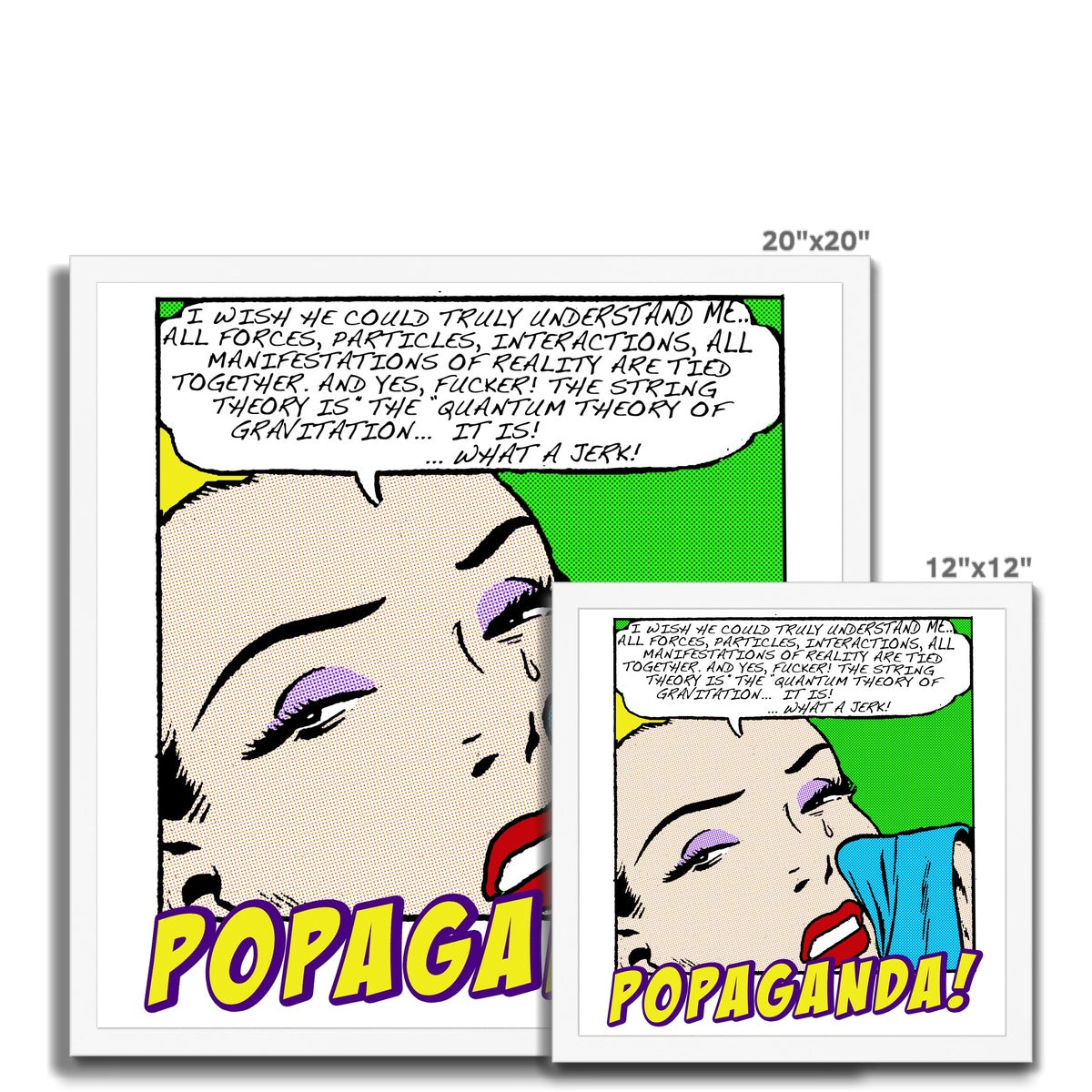 Popaganda Pop Art Vintage Comics 03 Framed Print Pimamour Exclusive Sarcastic & Ironic Lichtenstein-Like Design Pimamour