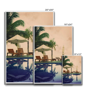 01D The lonely pool, the hidden beach and the palm tree - Vintage colors fine art photography print - Printed on       Eco Canvas Pimamour Original Pimamour