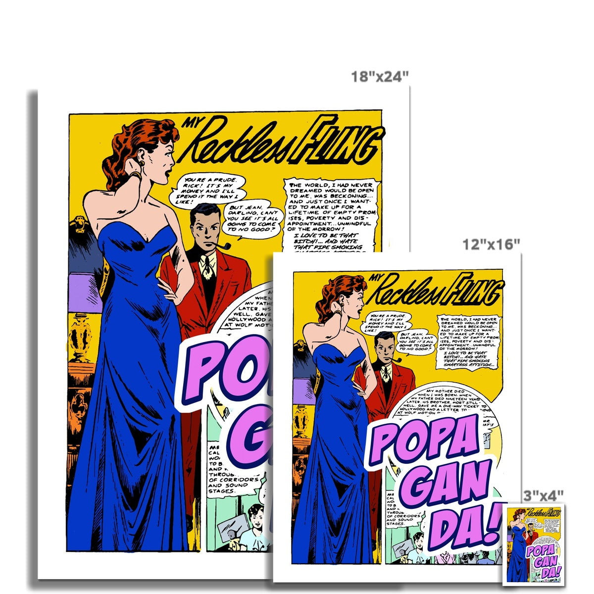 Popaganda Pop Art Vintage Comics 18 C Type Pimamour Exclusive Sarcastic & Ironic Lichtenstein-Like Design Pimamour