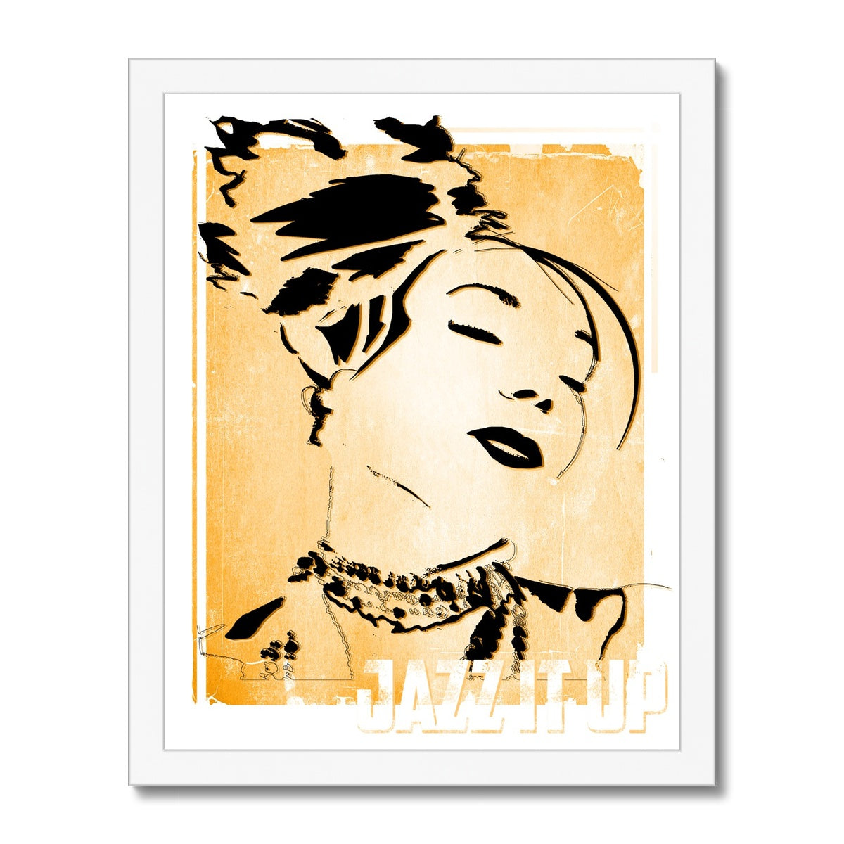 01 Orange Jazz It Up Framed Print Pimamour Exclusive Lady Jazz Singer Music Poster Art Pimamour