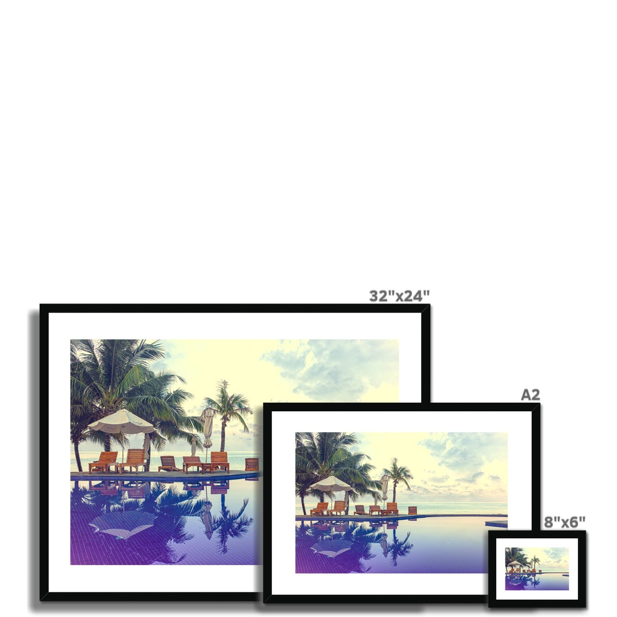 02D The lonely pool, the hidden beach and the palm tree - Color fine art photography print - Printed on  Framed & Mounted Print Pimamour Original Pimamour