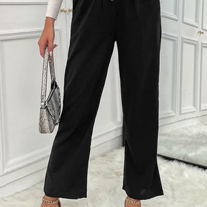 Button Fly Wide Leg Pants Pimamour