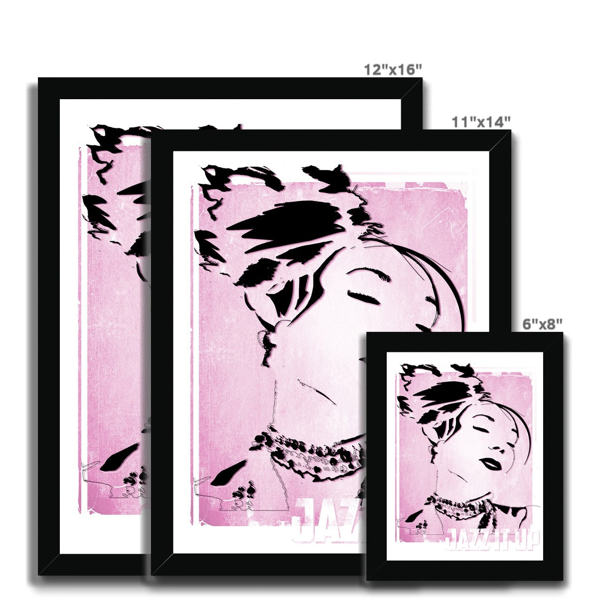 01 Pink Jazz It Up Framed Print Pimamour Exclusive Lady Jazz Singer Music Poster Art Pimamour