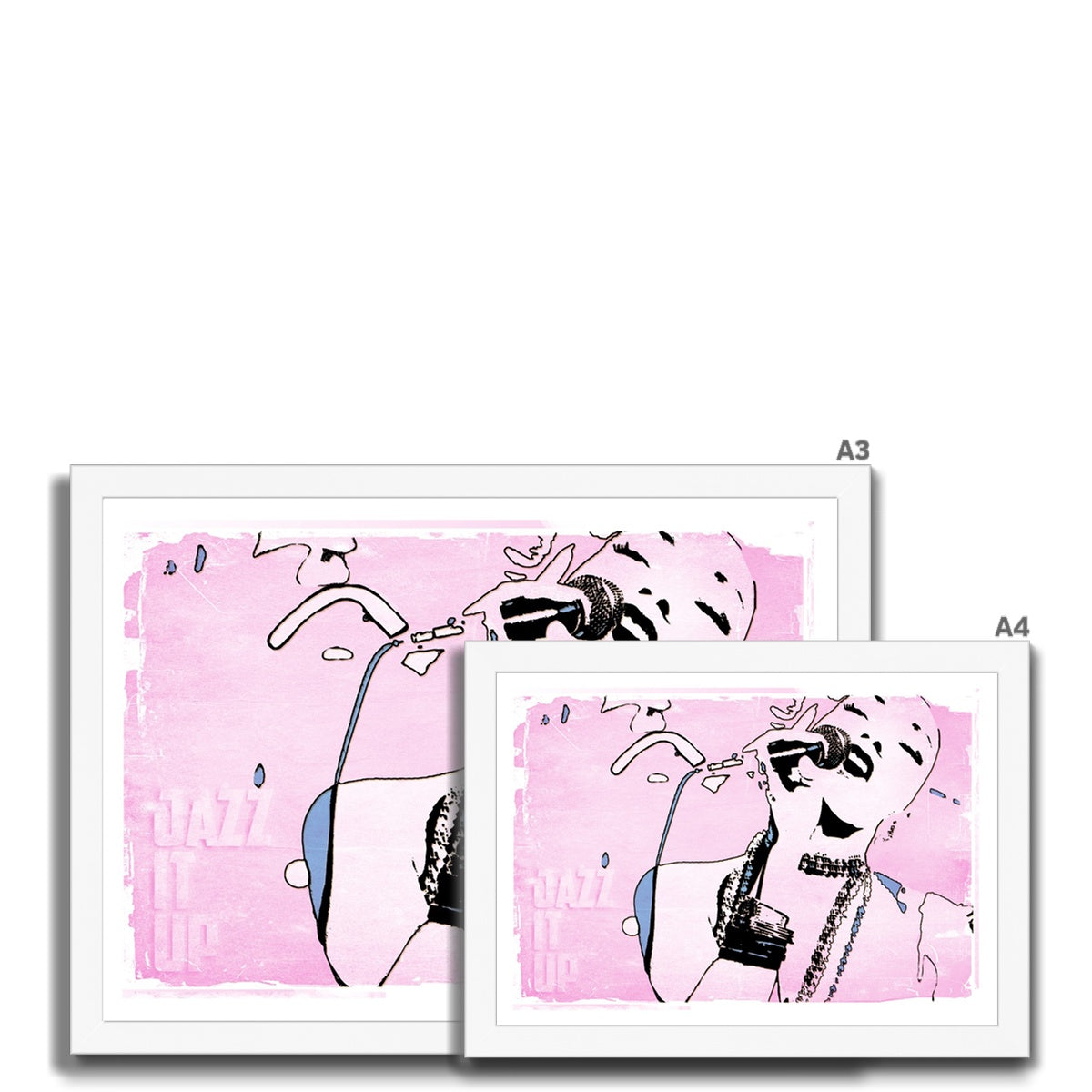 02 Pink Jazz It Up Framed Print Pimamour Exclusive Lady Jazz Singer Music Poster Art Pimamour