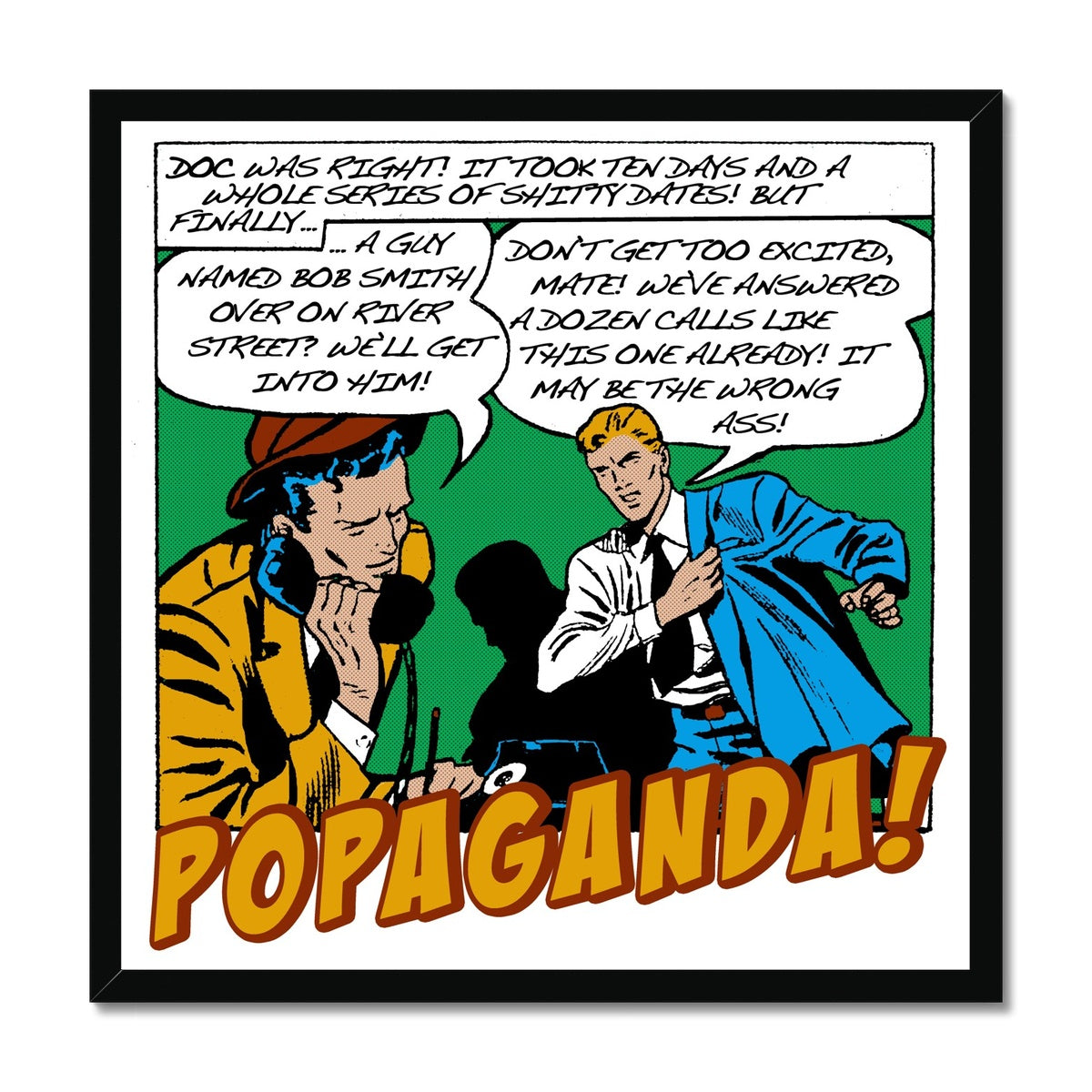 Popaganda Pop Art Vintage Comics 17 Framed Print Pimamour Exclusive Sarcastic & Ironic Lichtenstein-Like Design Pimamour