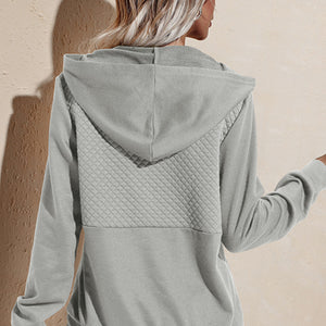 Quilted Patchwork  Button Sweatshirt Hoodie Pimamour