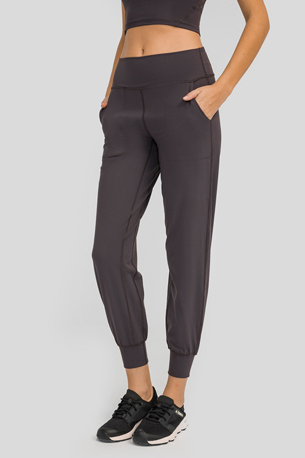 Wide Waistband Slant Pocket Pants Pimamour