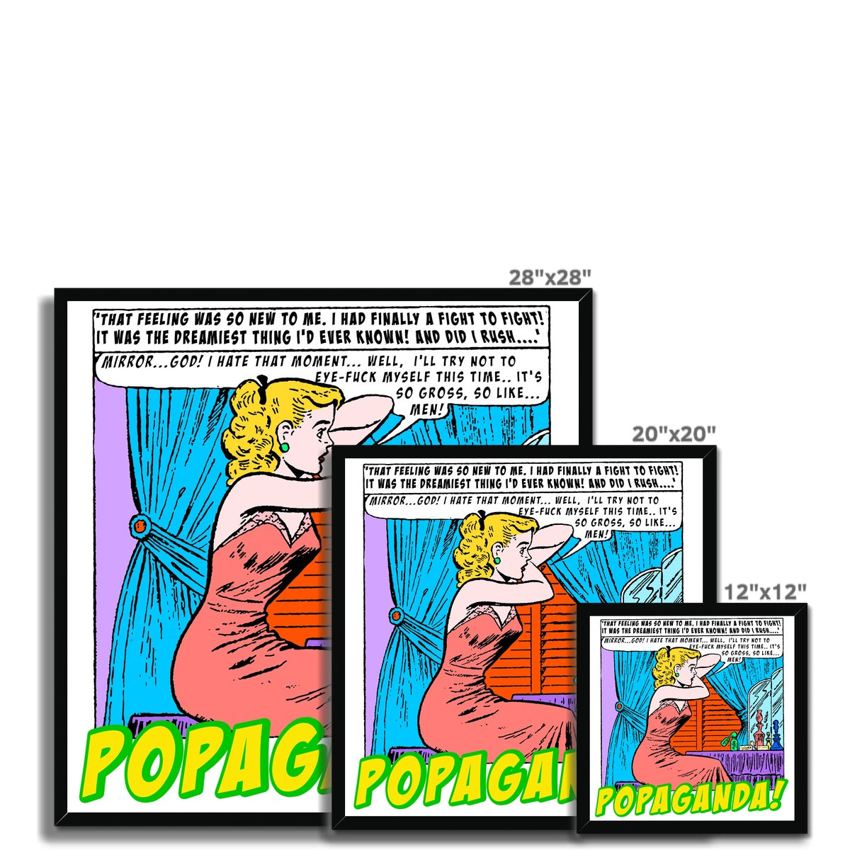 Popaganda Pop Art Vintage Comics 28 Framed Print Pimamour Exclusive Sarcastic & Ironic Lichtenstein-Like Design Pimamour