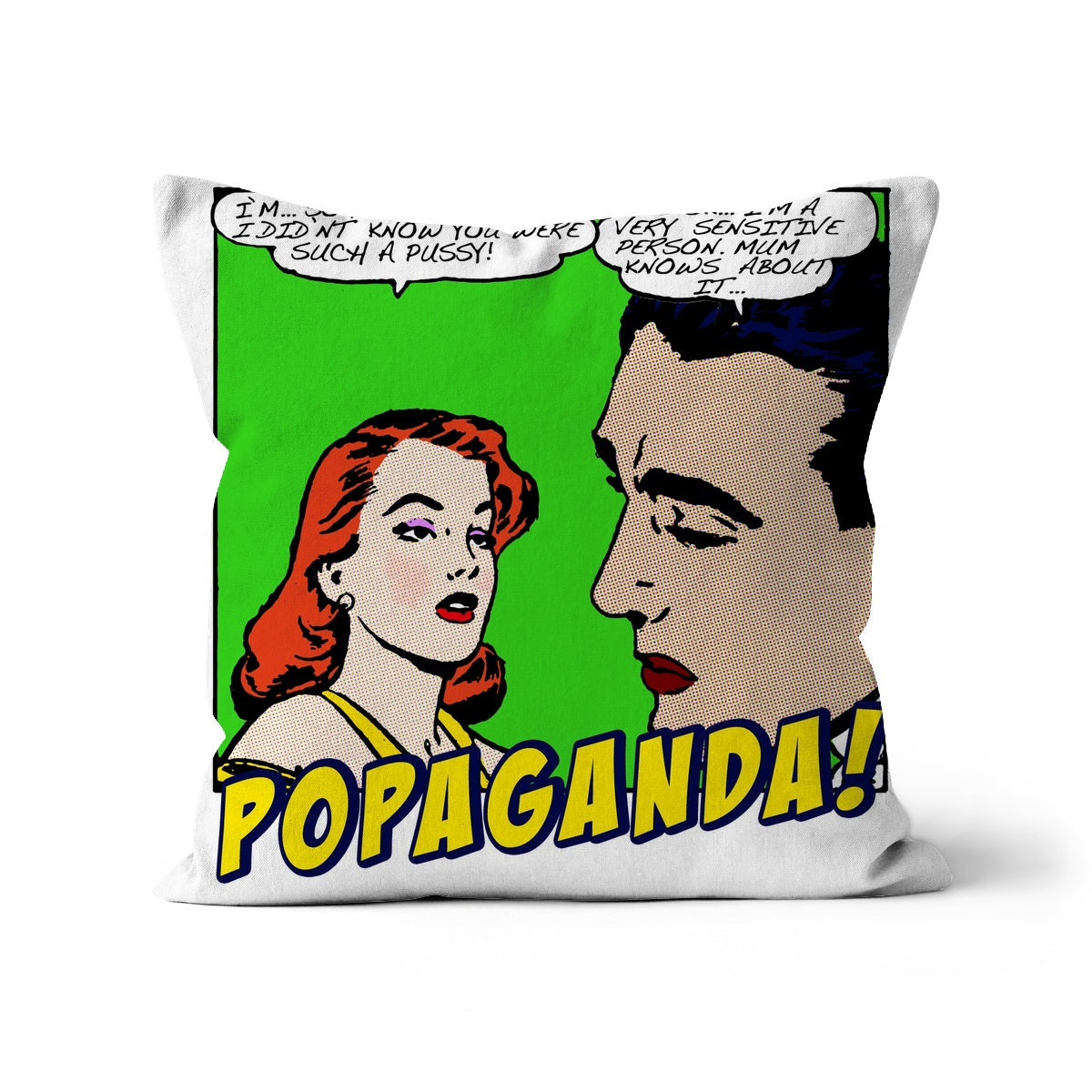 Popaganda Pop Art Vintage Comics 01 Cushion Pimamour Exclusive Sarcastic & Ironic Lichtenstein-Like Design Pimamour