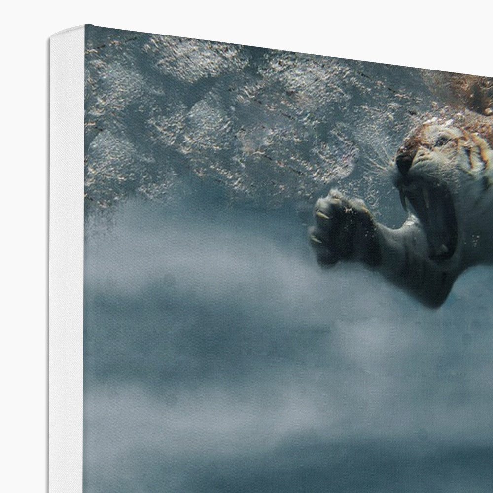 04 - Surreal dreamy poster of the swimming tiger in the sky over the mountain Color Canvas Pimamour Original Pimamour