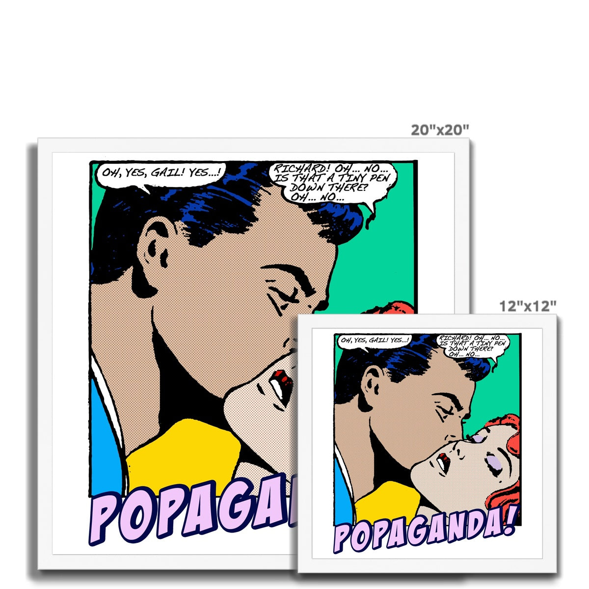 Popaganda Pop Art Vintage Comics 04 Framed Print Pimamour Exclusive Sarcastic & Ironic Lichtenstein-Like Design Pimamour