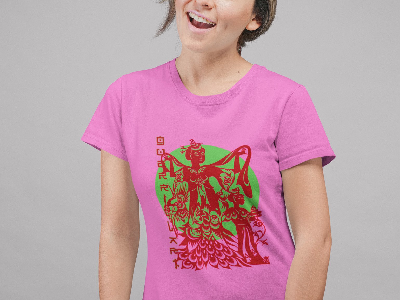 Asian Chinese Folk Culture - Paper Cut Art 17 Tee&Tank Lady Pimamour