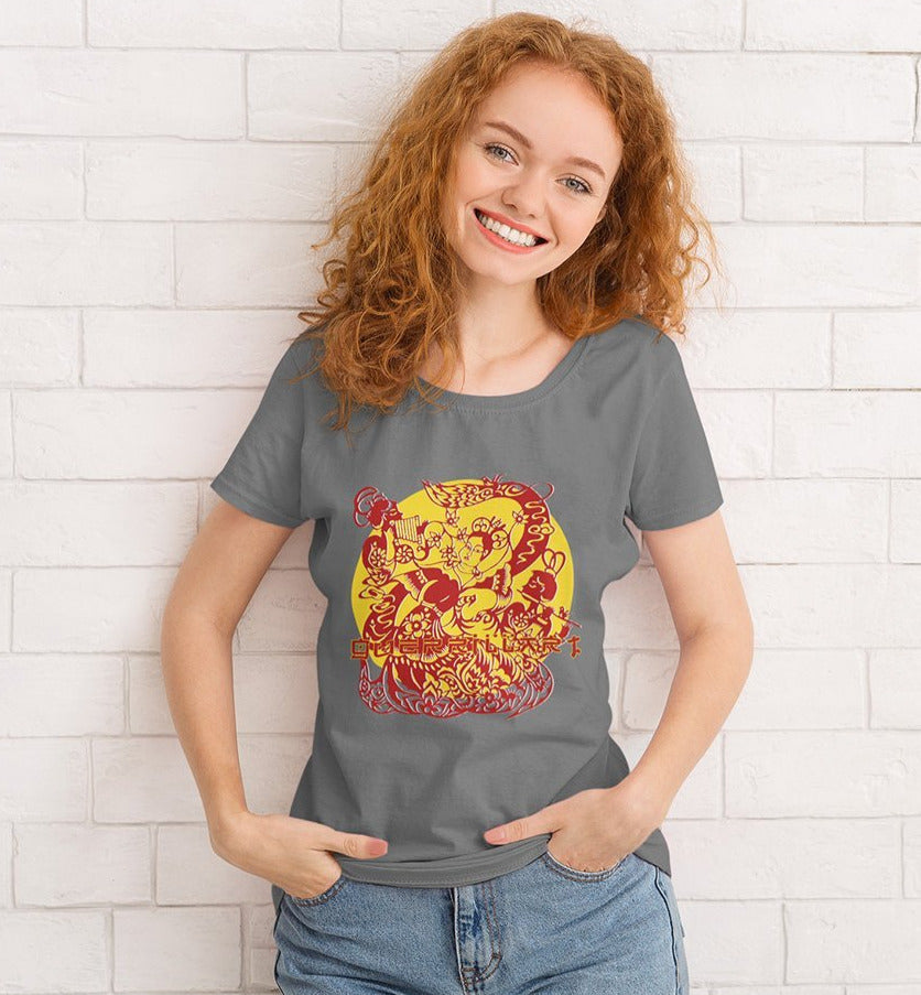 Asian Chinese Folk Culture - Paper Cut Art 39 Tee&Tank Lady Pimamour