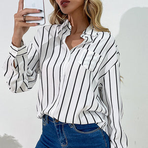 Vertical Stripes Button Down Shirt Pimamour