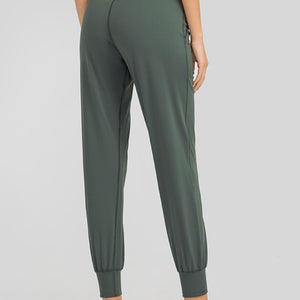 Wide Waistband Slant Pocket Pants Pimamour