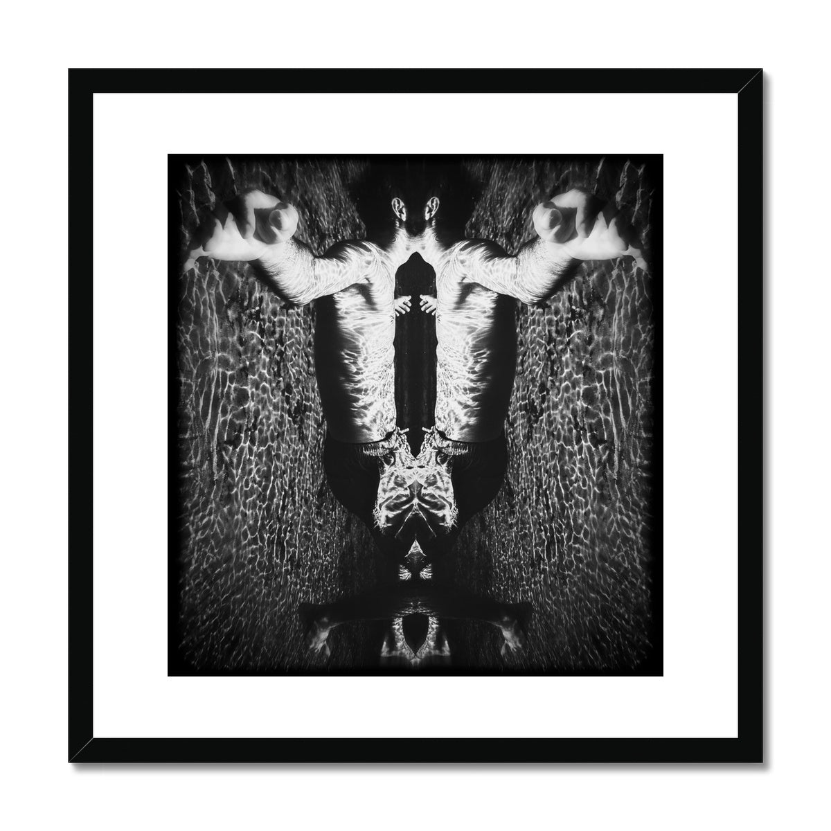 01-Surreal / dreamy poster - The reflection and the mirror picture underwater - Black and White Framed & Mounted Print Pimamour Original Pimamour