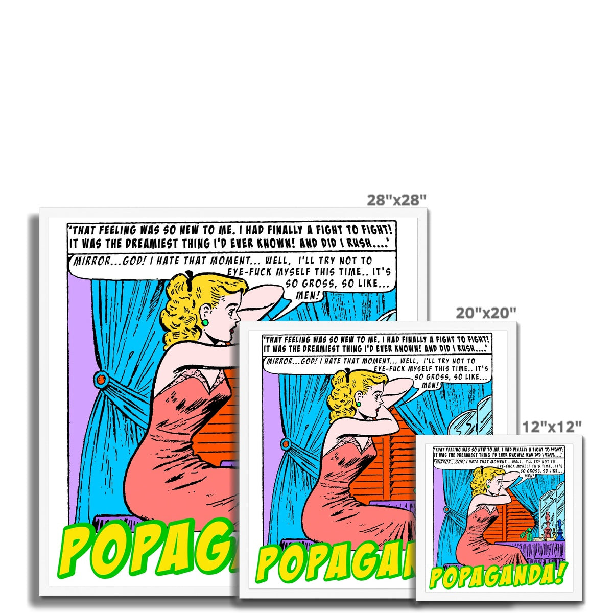 Popaganda Pop Art Vintage Comics 28 Framed Print Pimamour Exclusive Sarcastic & Ironic Lichtenstein-Like Design Pimamour