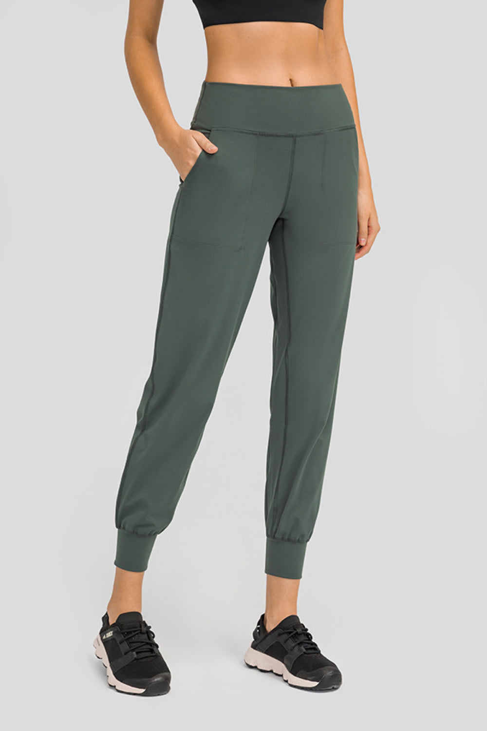 Wide Waistband Slant Pocket Pants Pimamour