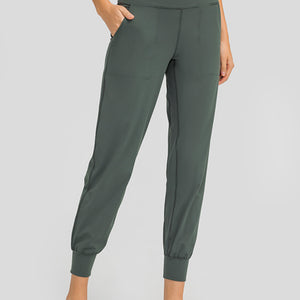 Wide Waistband Slant Pocket Pants Pimamour