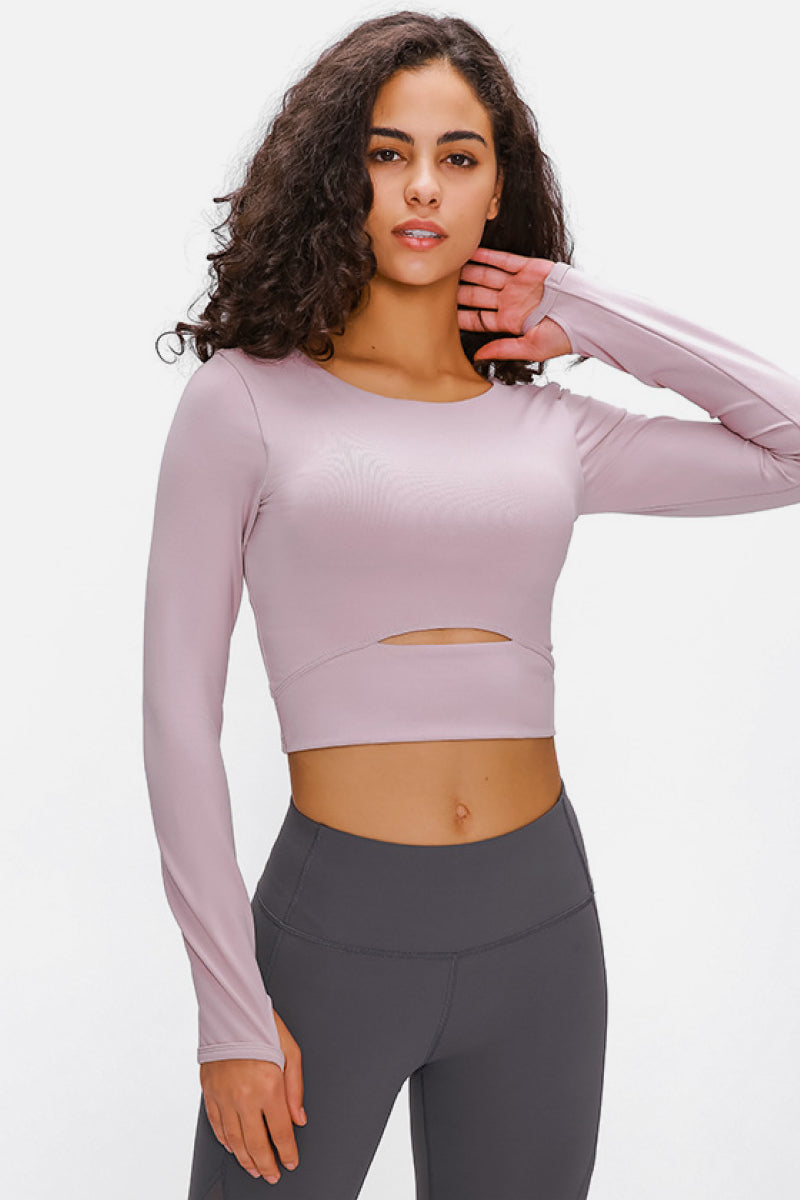 Long Sleeve Cropped Top With Sports Strap Pimamour