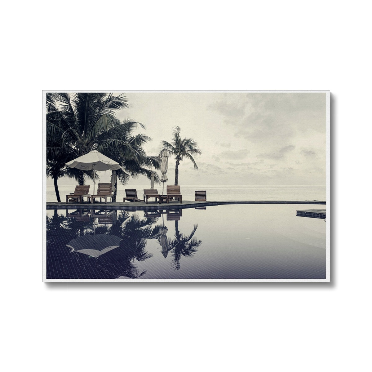 02B The lonely pool, the hidden beach and the palm tree - Faded colors Fine art photography print - Printed on  Eco Canvas Pimamour Original Pimamour