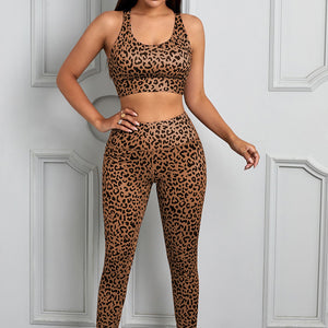 Printed Sports Bra and Leggings Set Pimamour