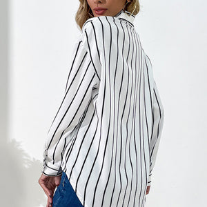 Vertical Stripes Button Down Shirt Pimamour