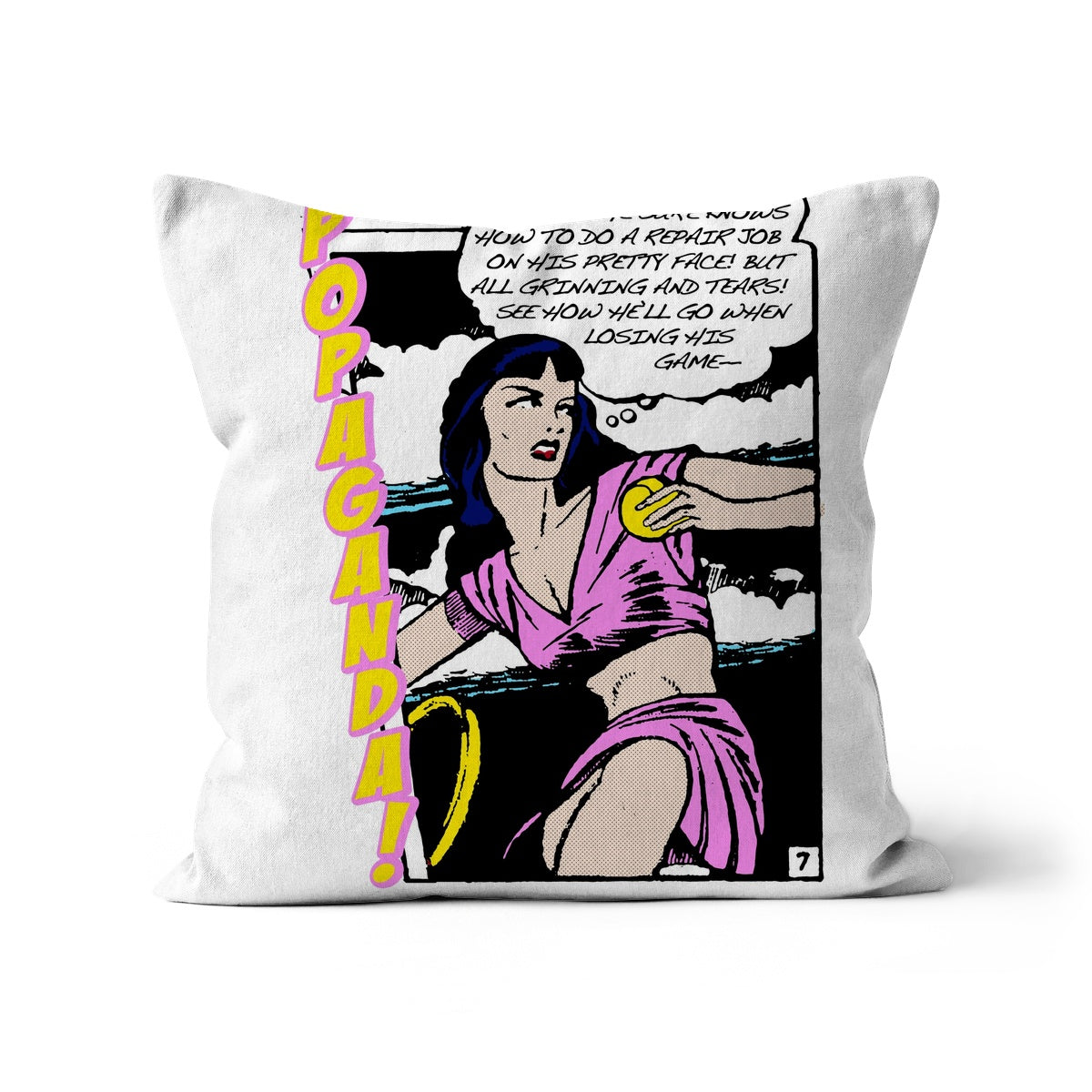 Popaganda Pop Art Vintage Comics 08 Cushion Pimamour Exclusive Sarcastic & Ironic Lichtenstein-Like Design Pimamour