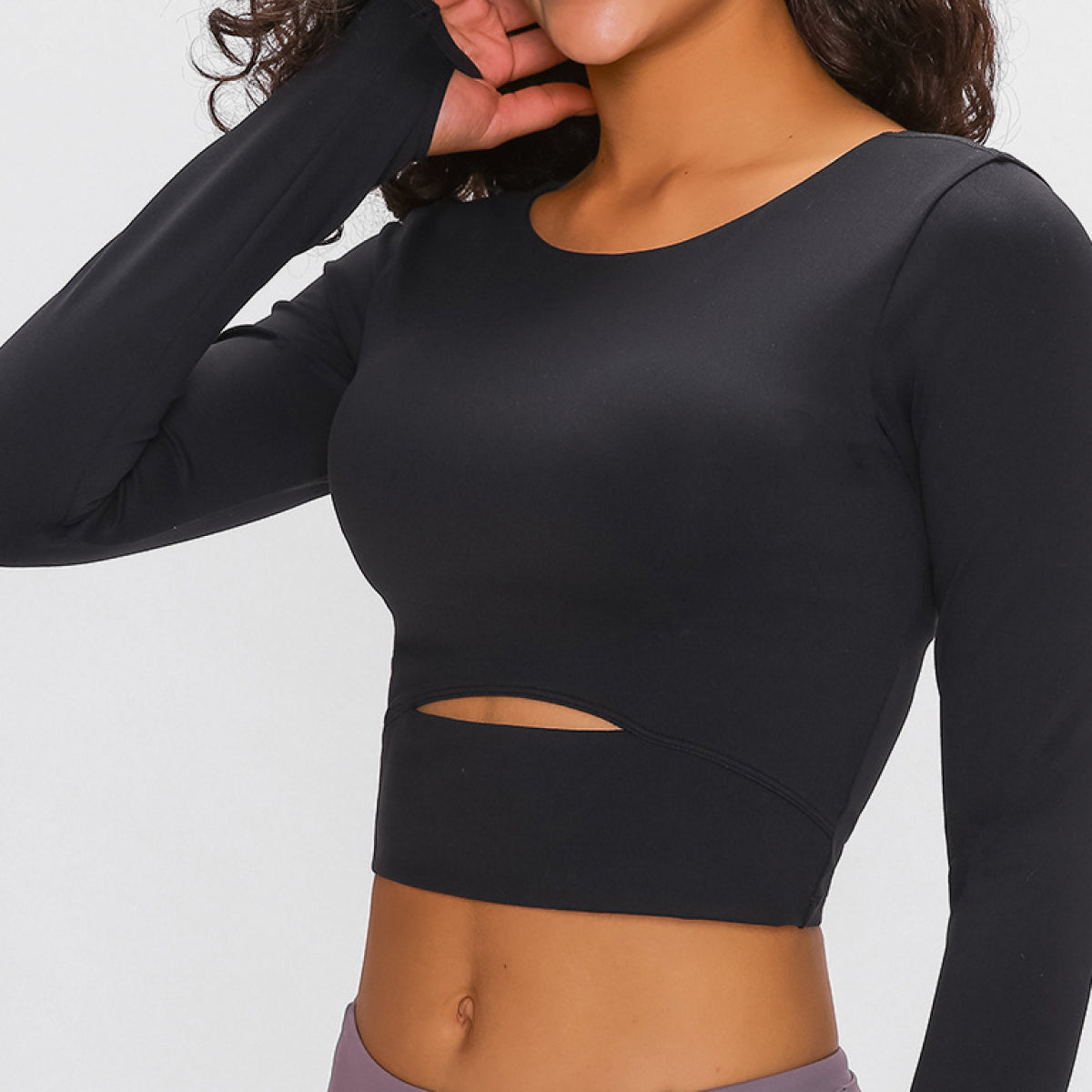 Long Sleeve Cropped Top With Sports Strap Pimamour