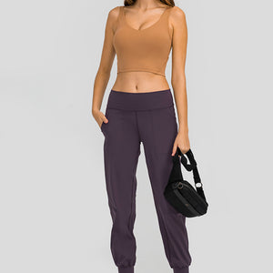 Wide Waistband Slant Pocket Pants Pimamour