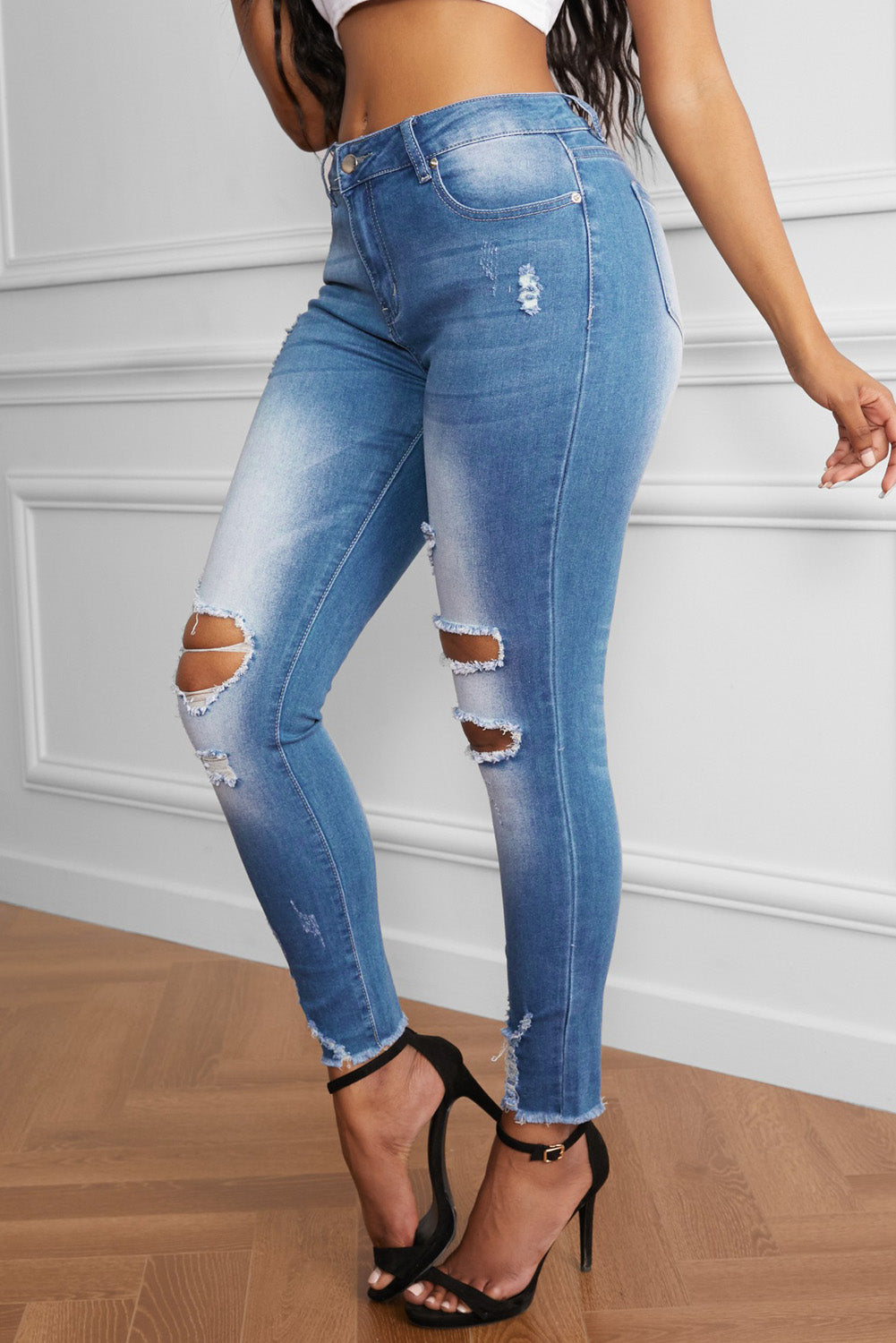 Faded Mid High Rise Jeans Pimamour