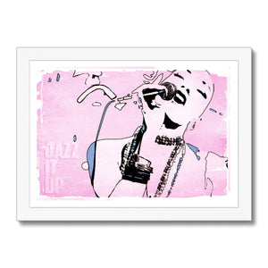 02 Pink Jazz It Up Framed Print Pimamour Exclusive Lady Jazz Singer Music Poster Art Pimamour