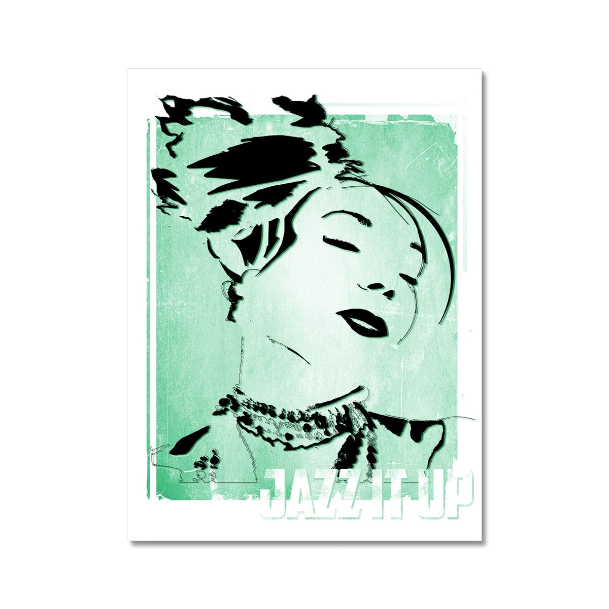 01 Green Jazz It Up C Type Pimamour Exclusive Lady Jazz Singer Music Poster Art Pimamour