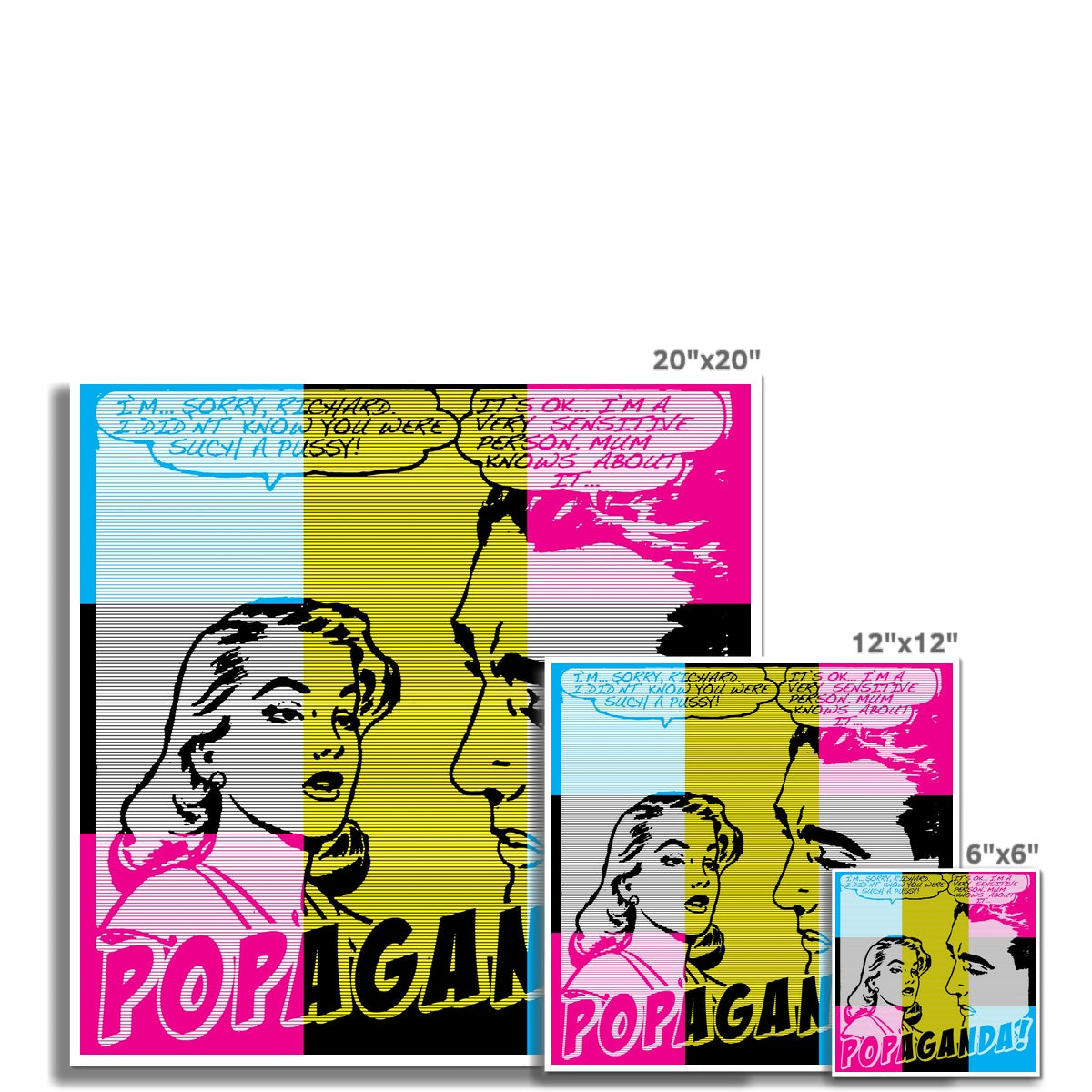 Popaganda Pop Art Vintage Comics 01 CMYK Fine Art Print Pimamour Exclusive Sarcastic & Ironic Lichtenstein-Like Design Pimamour