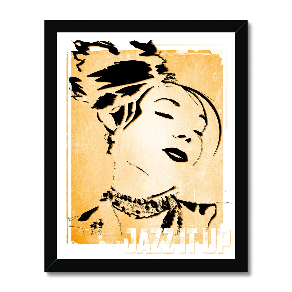 01 Orange Jazz It Up Framed Print Pimamour Exclusive Lady Jazz Singer Music Poster Art Pimamour