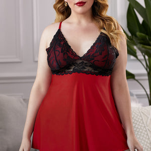 Lace See-Through Plus Size Chemise Pimamour