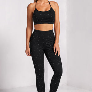 Star Print Sports Bra and Leggings Set Pimamour