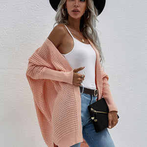 Waffle Knit Open Front Cardigan Pimamour