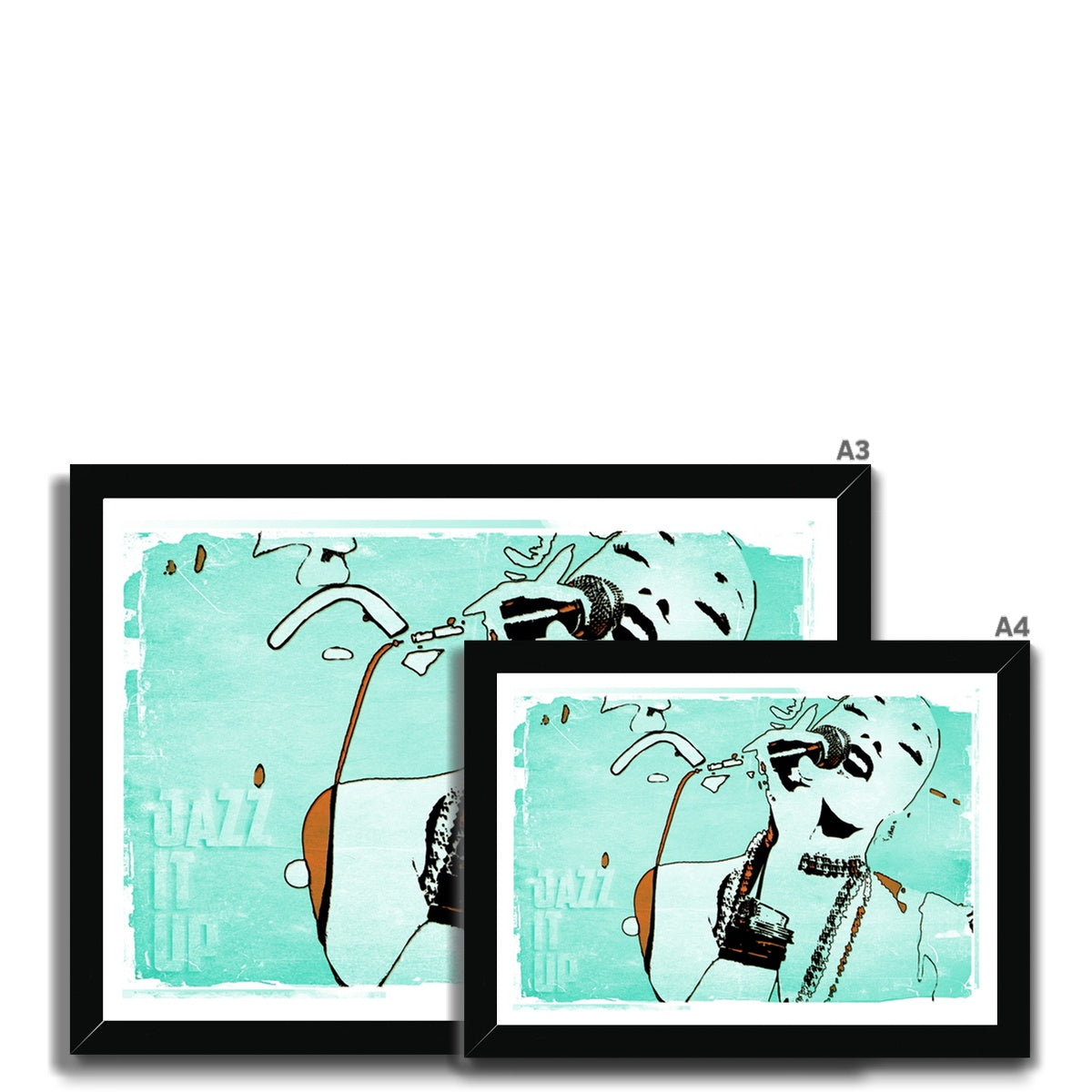 02 Green Jazz It Up Framed Print Pimamour Exclusive Lady Jazz Singer Music Poster Art Pimamour