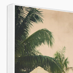 01D The lonely pool, the hidden beach and the palm tree - Vintage colors fine art photography print - Printed on       Eco Canvas Pimamour Original Pimamour