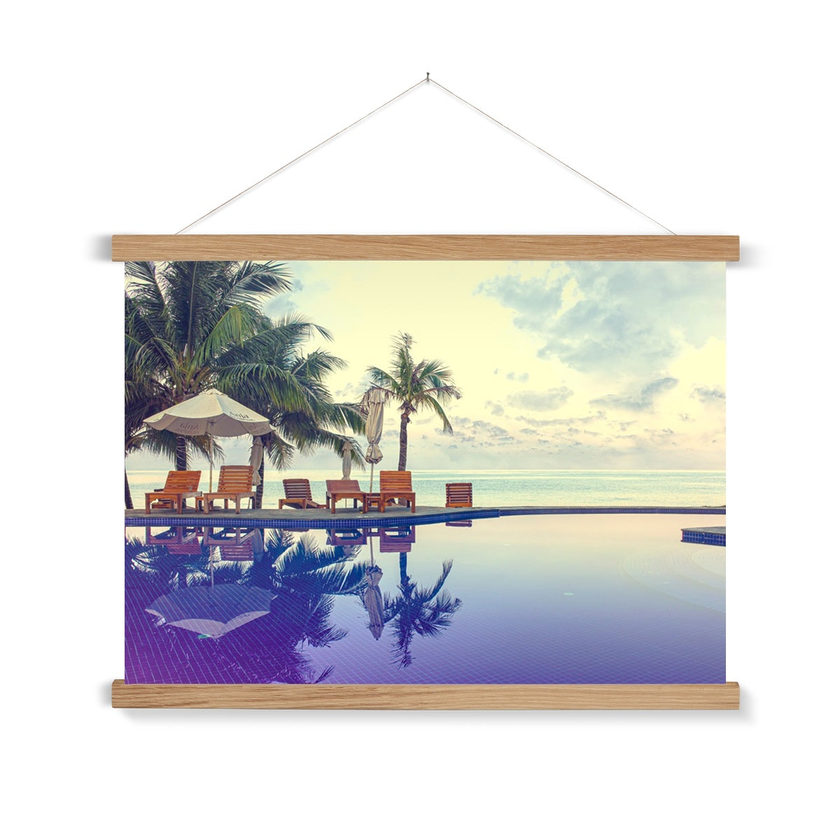 02D The lonely pool, the hidden beach and the palm tree - Color fine art photography print - Printed on  Fine Art Print with Hanger Pimamour Original Pimamour